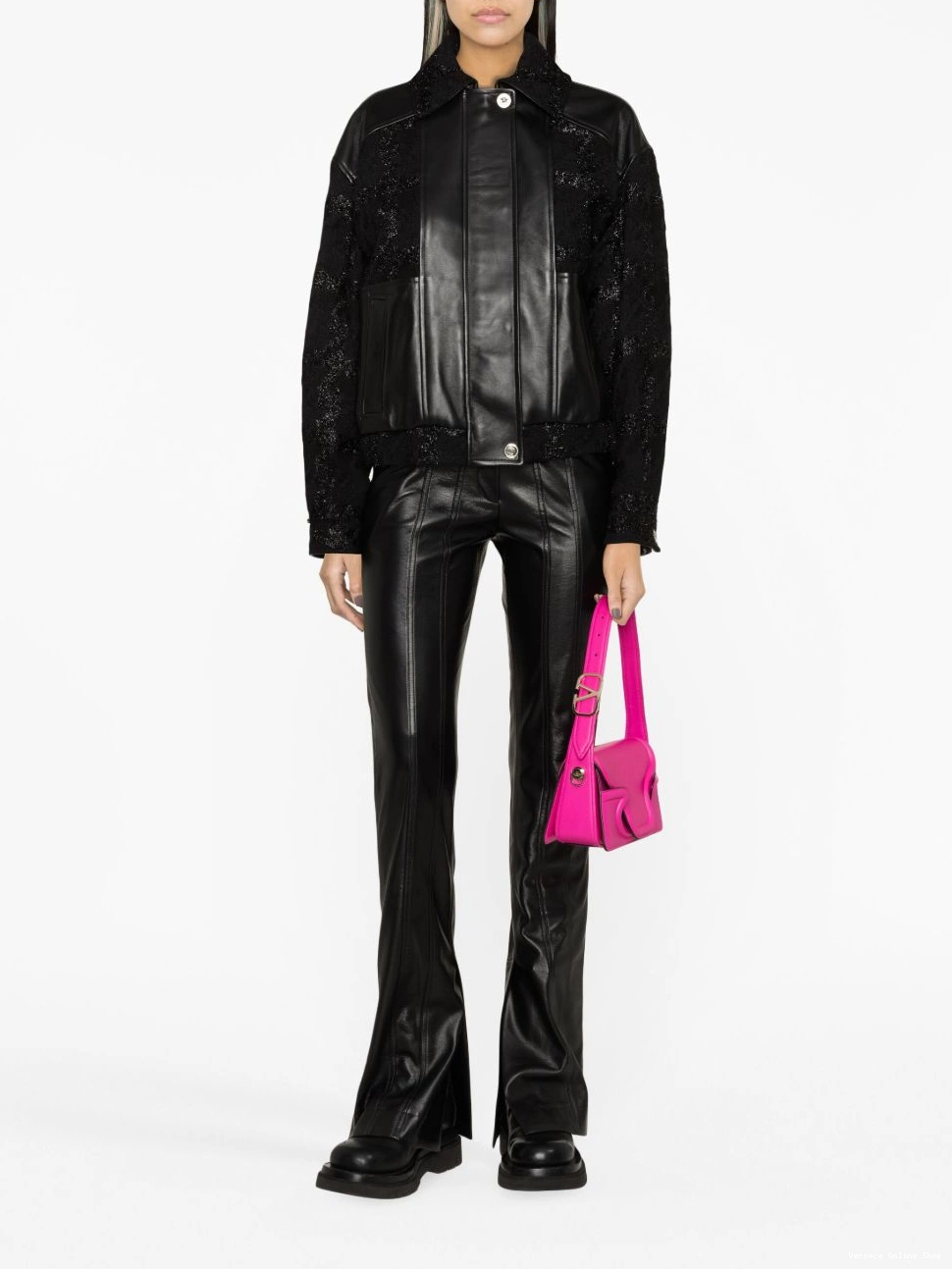 Cheap jacket glittered Versace bomber leather Women 0706